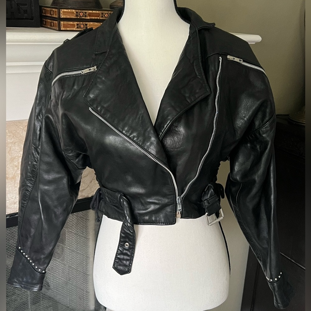 Pellessimo France rare vintage designer leather studded Moto Jacket